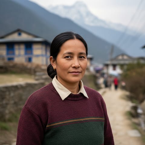 رسم توضيحي مُولَّد بالذكاء الاصطناعي يمثّل شعب Nawa Sherpa