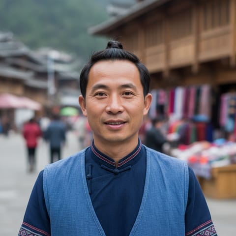 Ilustración generada por IA que representa al pueblo Horned Miao