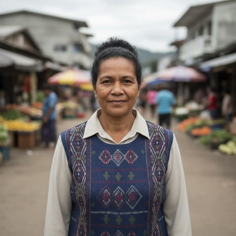 Ilustración generada por IA que representa al pueblo Biksi