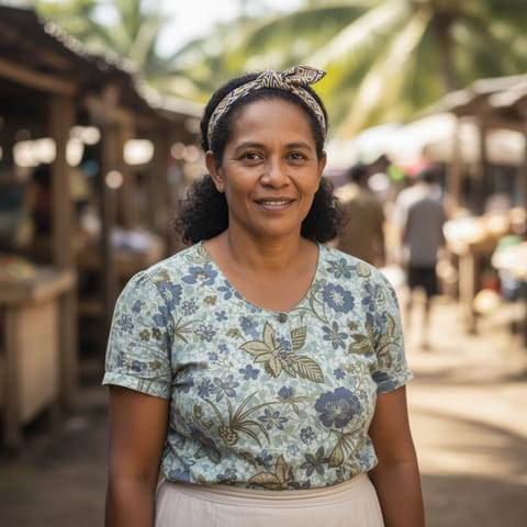 رسم توضيحي مُولَّد بالذكاء الاصطناعي يمثّل شعب Reef Islanders