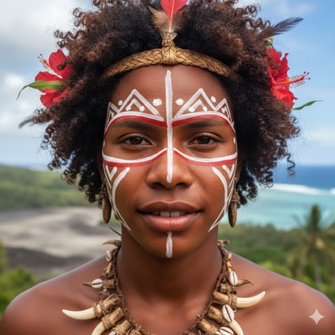 رسم توضيحي مُولَّد بالذكاء الاصطناعي يمثّل شعب Kwamera Tannese
