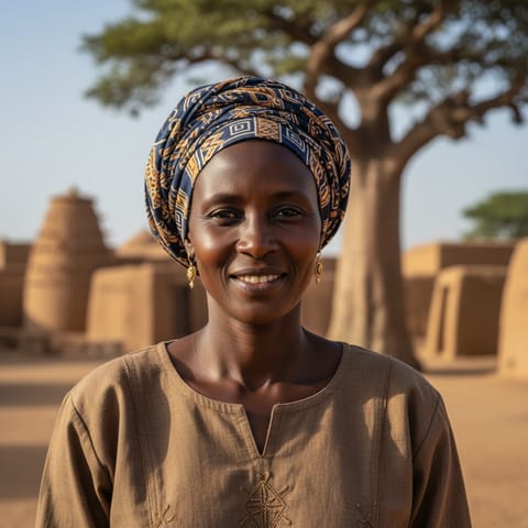 AI-generated illustration representing the Dogon people