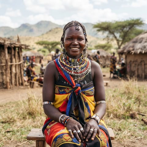 AI-generated illustration representing the Karamojong people