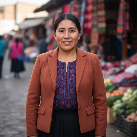 رسم توضيحي مُولَّد بالذكاء الاصطناعي يمثّل شعب Santa Ana de Tusi Pasco Quechua