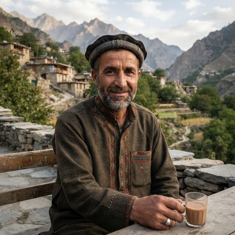 AI-generated illustration representing the Kamviri Nuristani people