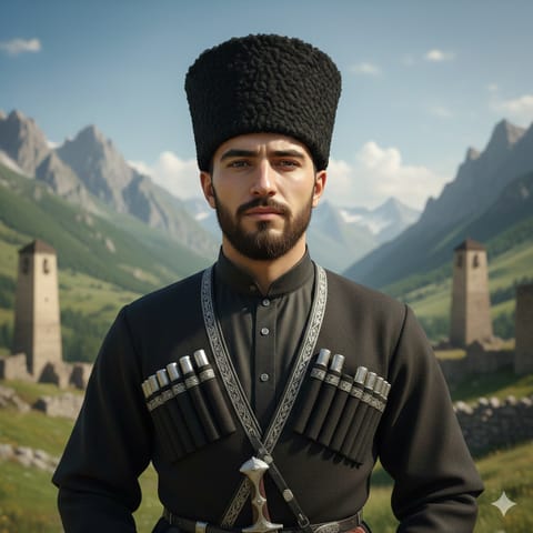 AI-generated illustration representing the Ingush people