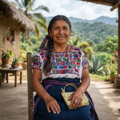 Ilustración generada por IA que representa al pueblo Tututepec Mixtec