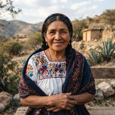 رسم توضيحي مُولَّد بالذكاء الاصطناعي يمثّل شعب Cacaloxtepec Mixtec