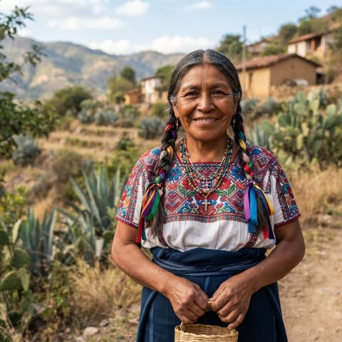 رسم توضيحي مُولَّد بالذكاء الاصطناعي يمثّل شعب Chigmecatitlan Mixtec