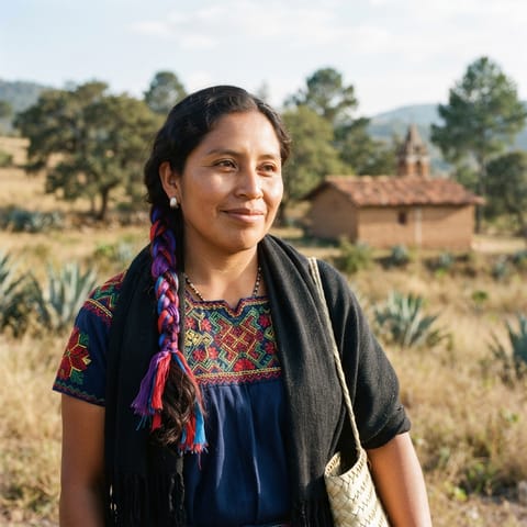 رسم توضيحي مُولَّد بالذكاء الاصطناعي يمثّل شعب Diuxi-Tilantongo Mixtec