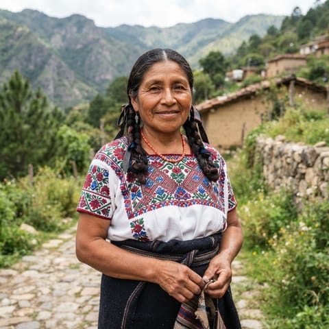Ilustración generada por IA que representa al pueblo Itundujia Mixtec