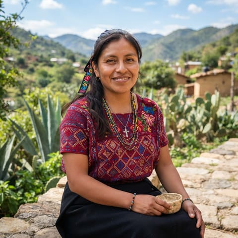 رسم توضيحي مُولَّد بالذكاء الاصطناعي يمثّل شعب San Juan Tieta Mixtec