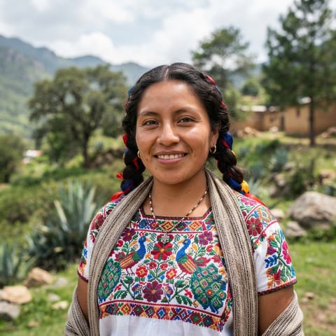 AI-generated illustration representing the San Vicente Coatlan Zapotec people