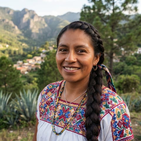 رسم توضيحي مُولَّد بالذكاء الاصطناعي يمثّل شعب Cajonos Zapotec