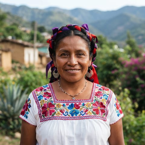 رسم توضيحي مُولَّد بالذكاء الاصطناعي يمثّل شعب Tejalapan Zapotec