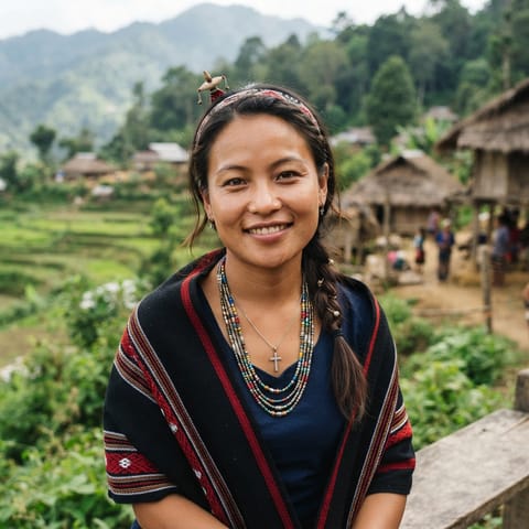 Illustration générée par IA représentant le peuple Angami Naga
