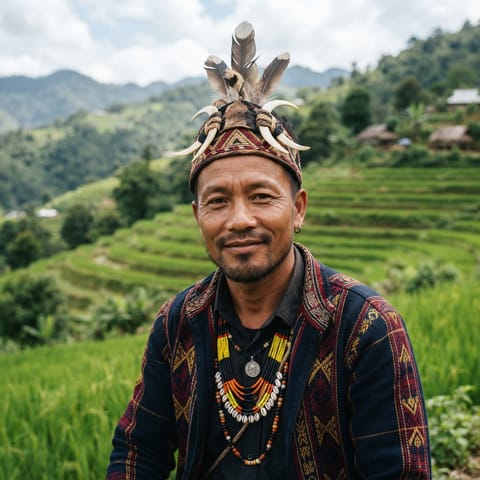 代表Chakhesang Naga人的 AI 生成插图