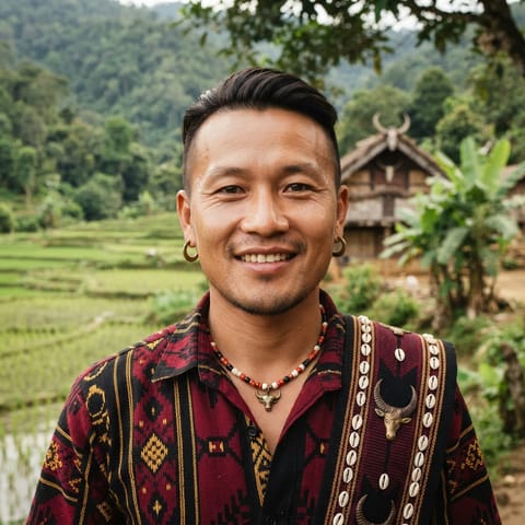 رسم توضيحي مُولَّد بالذكاء الاصطناعي يمثّل شعب Kabui Naga
