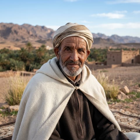 AI-generated illustration representing the Laguat Bedouins people