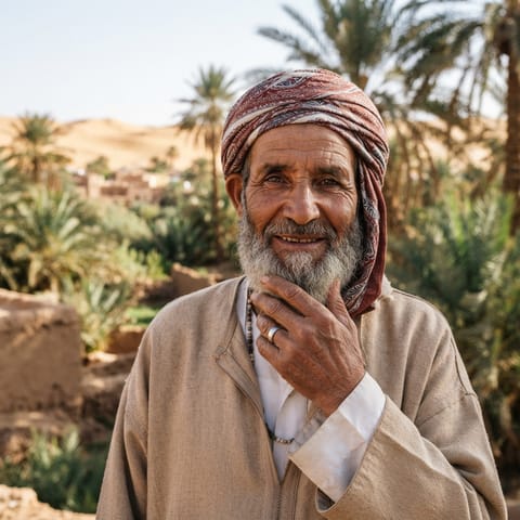 AI-generated illustration representing the Suafa Bedouins people