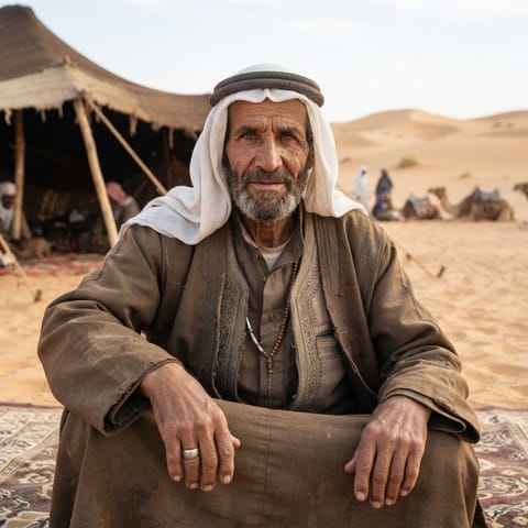AI-generated illustration representing the Sanusi Bedouins people