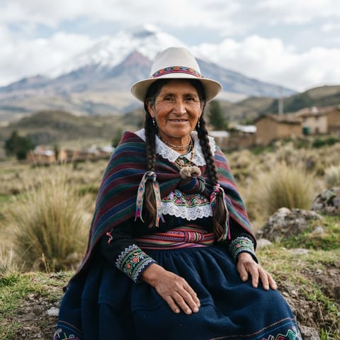 AI-generated illustration representing the Cotopaxi Highland Quichua people