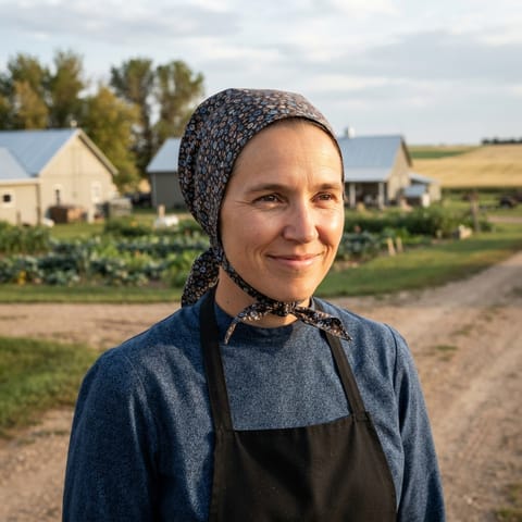 Illustration générée par IA représentant le peuple Hutterites