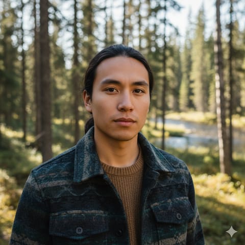 رسم توضيحي مُولَّد بالذكاء الاصطناعي يمثّل شعب Woodland Cree
