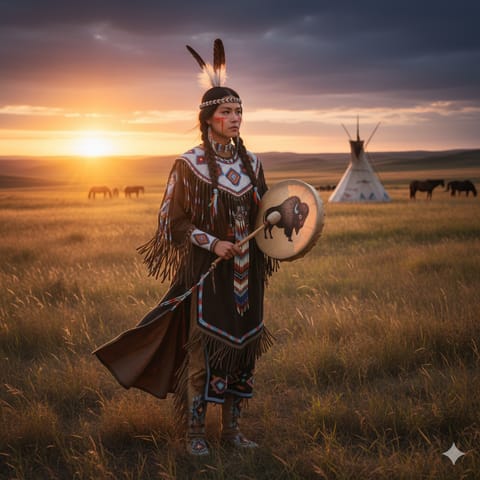 代表Nakota (Stoney)人的 AI 生成插图