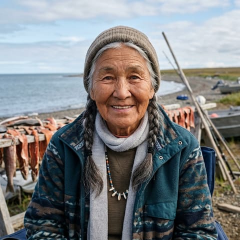 Illustration générée par IA représentant le peuple North Alaskan Inupiak