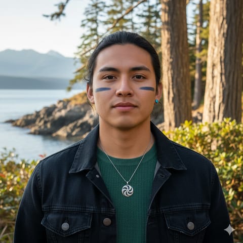 Ilustración generada por IA que representa al pueblo Southern Puget Salish