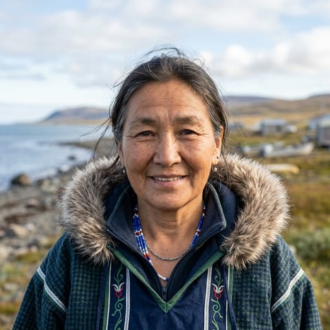 رسم توضيحي مُولَّد بالذكاء الاصطناعي يمثّل شعب St. Lawrence Island Yupik