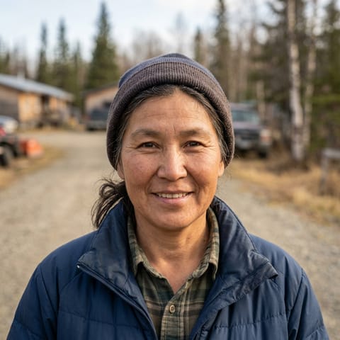 رسم توضيحي مُولَّد بالذكاء الاصطناعي يمثّل شعب Upper Kuskokwim