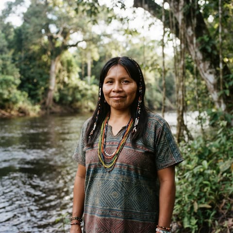 AI-generated illustration representing the Wayampi Amapari people