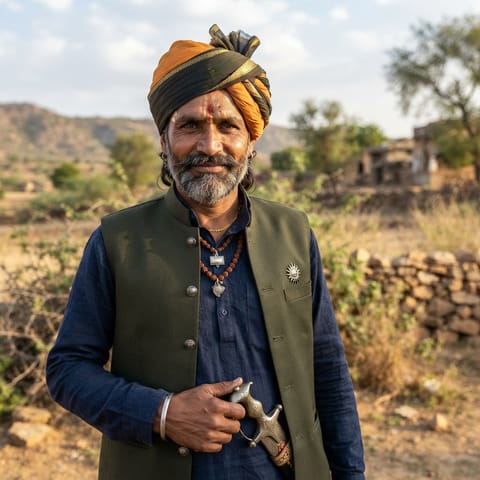 Illustration générée par IA représentant le peuple Rajput (Nimadi)