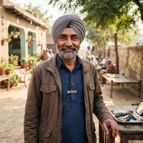 AI-generated illustration representing the Nai (Punjabi) people