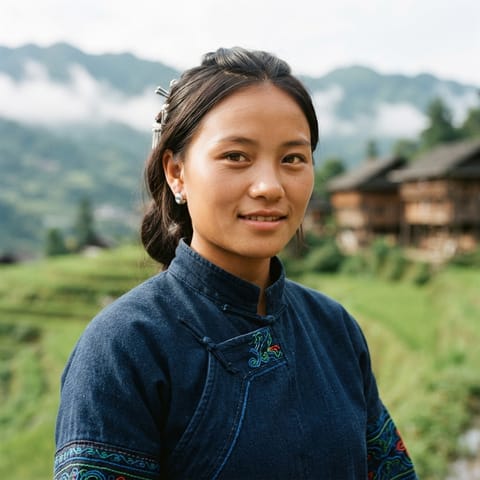رسم توضيحي مُولَّد بالذكاء الاصطناعي يمثّل شعب Huishui Miao