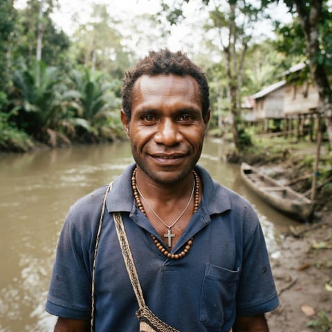 AI-generated illustration representing the Awyu Jair people