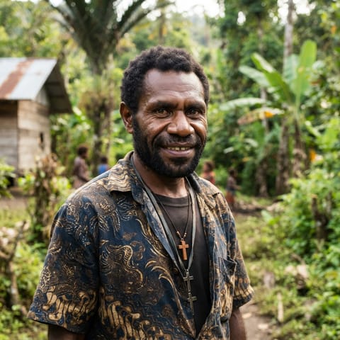 AI-generated illustration representing the Awyu Central people