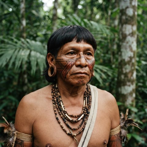 AI-generated illustration representing the Uncontacted of Teles Pires people