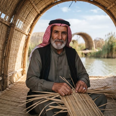 AI-generated illustration representing the Marsh Arabs people