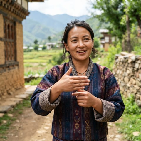 AI-generated illustration representing the Deaf Bhutanese people