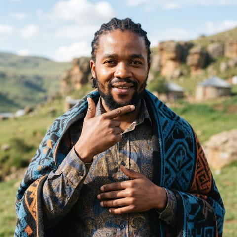 رسم توضيحي مُولَّد بالذكاء الاصطناعي يمثّل شعب Deaf Basotho