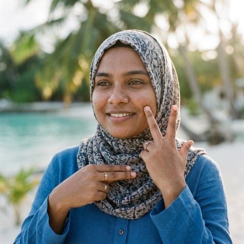 رسم توضيحي مُولَّد بالذكاء الاصطناعي يمثّل شعب Deaf Maldivans
