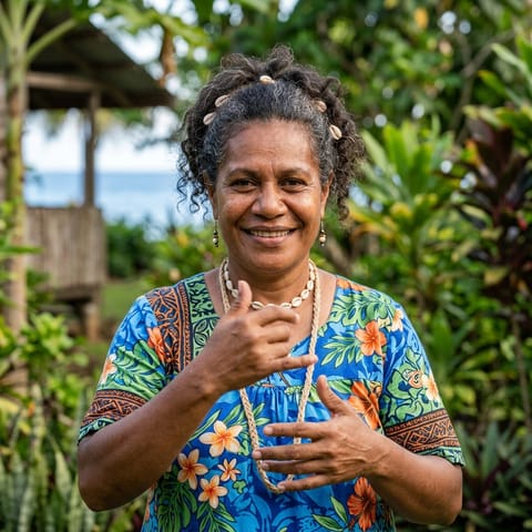 رسم توضيحي مُولَّد بالذكاء الاصطناعي يمثّل شعب Deaf Ni-Vanuatu