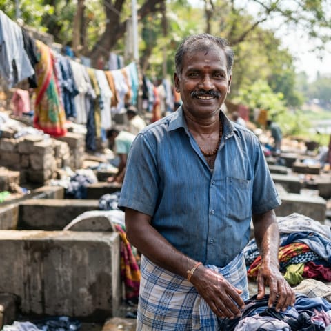 AI-generated illustration representing the Dhobi (Tamil) people