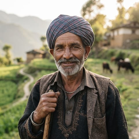Ilustración generada por IA que representa al pueblo Gujjar (Urdu)