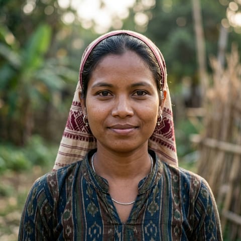 Illustration générée par IA représentant le peuple Munda (Assamese)