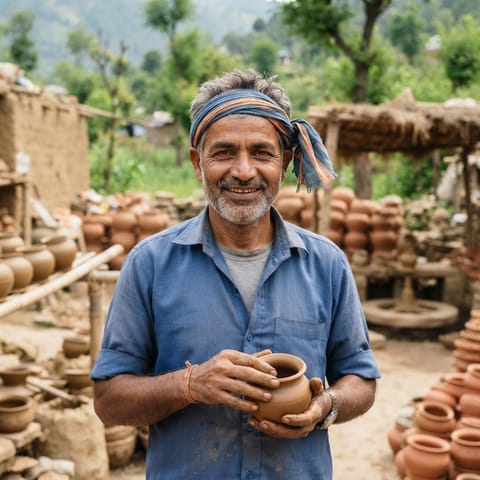 رسم توضيحي مُولَّد بالذكاء الاصطناعي يمثّل شعب Kumhar (Kangri)