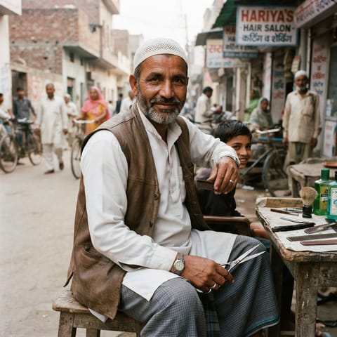 AI-generated illustration representing the Hajjam (Haryanvi) people